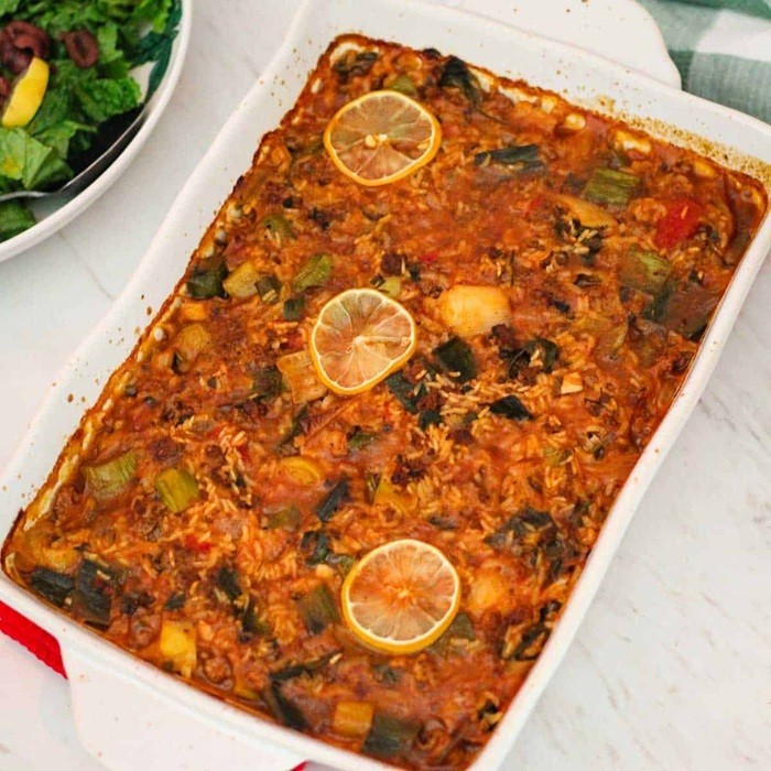 Tavë me Presh ska Mish Meatless Leek Bake